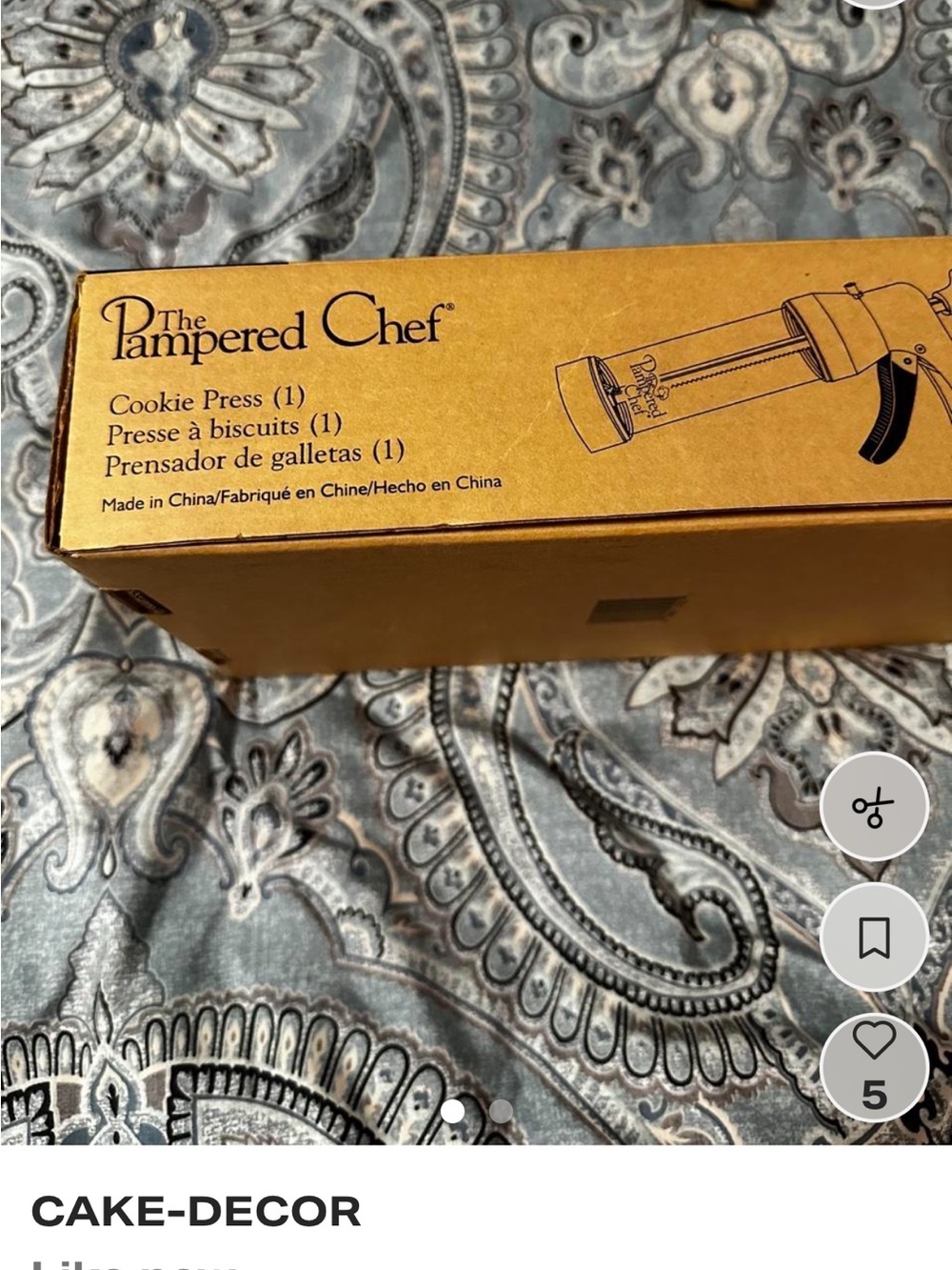 The Pampered Chef Gold Cookie Press Boxed Set